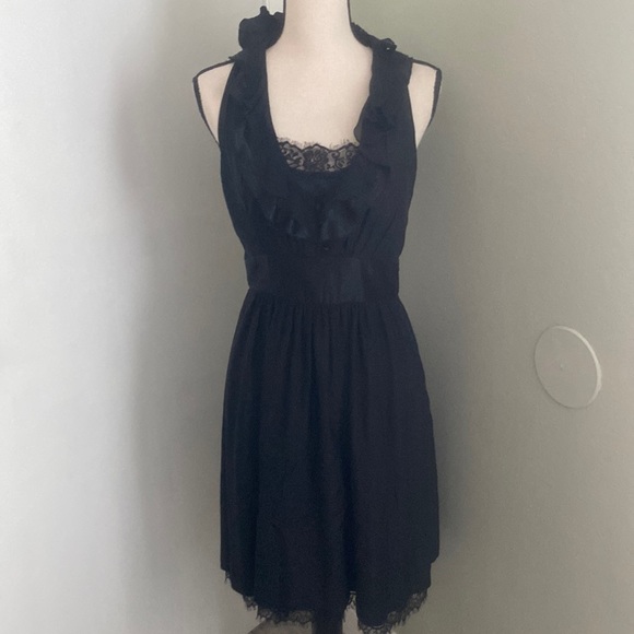 White House Black Market Black Lace Ruffle Dress - Picture 1 of 14